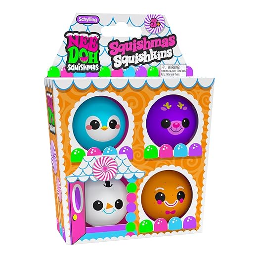 Schylling NeeDoh Squishmas Squishkins – Christmas Holiday Squeeze Toy Set of 4
