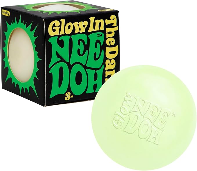 Schylling NeeDoh Glow in the Dark Stress Ball – Groovy Glowing Sensory Toy