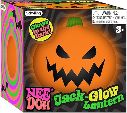 Schylling NeeDoh Jack Glow Lantern – Halloween Glow-in-the-Dark Squeeze Toy