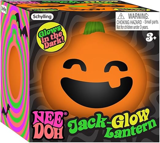 Schylling NeeDoh Jack Glow Lantern – Halloween Glow-in-the-Dark Squeeze Toy