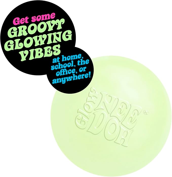 Schylling NeeDoh Glow in the Dark Stress Ball – Groovy Glowing Sensory Toy
