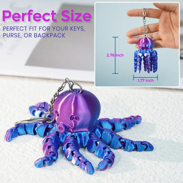 Octopus Fidget Keychain – 3D Printed Sensory Stress Relief Toy