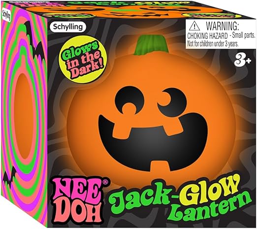 Schylling NeeDoh Jack Glow Lantern – Halloween Glow-in-the-Dark Squeeze Toy