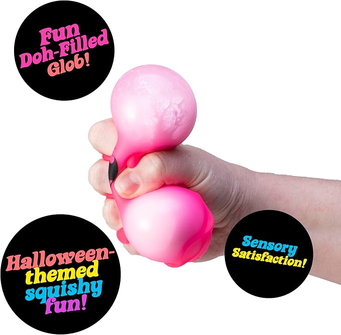 Schylling NeeDoh Glowy Ghost - Halloween Squeeze Toy - 3" Tall - Color May Vary (Pack of 1)